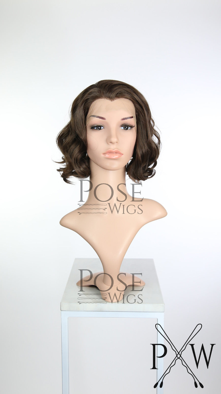 Brown Medium Length Curly Bob Lace Front Wig - Princess Series LP155