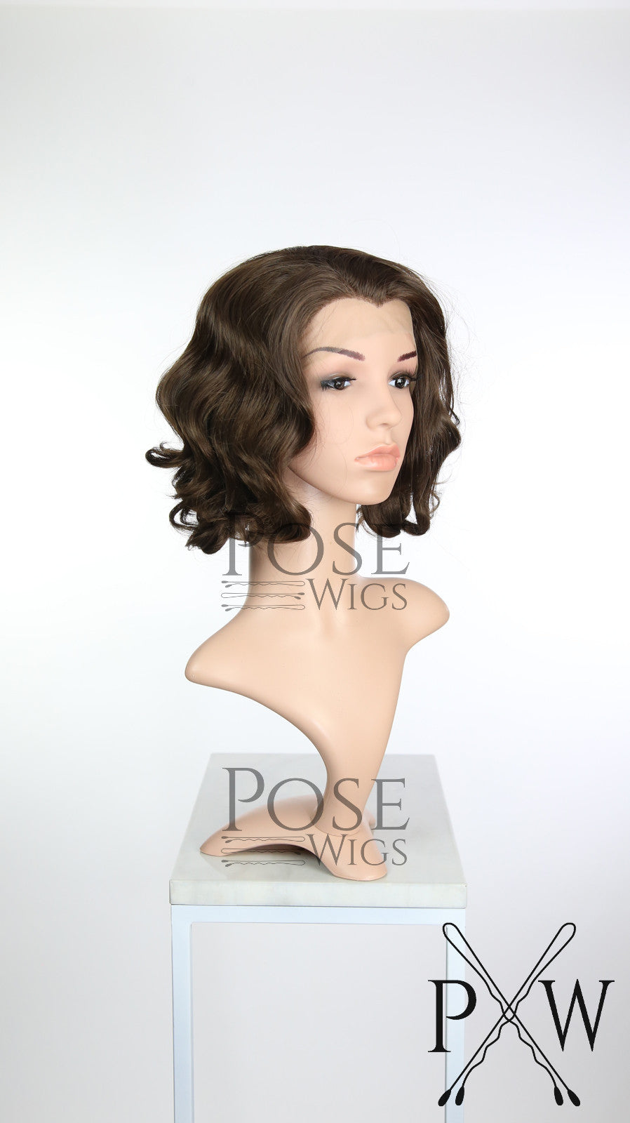 Brown Medium Length Curly Bob Lace Front Wig - Princess Series LP155