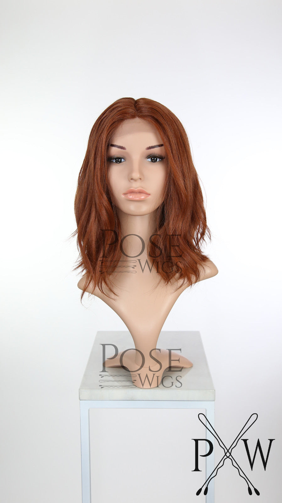 Red Medium Length Wavy Bob Lace Front Wig - Lady Series LLHAT52