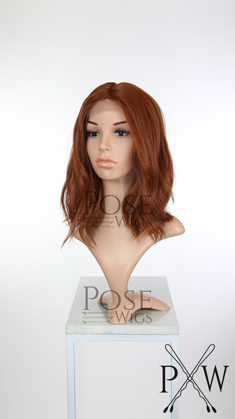 Red Medium Length Wavy Bob Lace Front Wig - Lady Series LLHAT52
