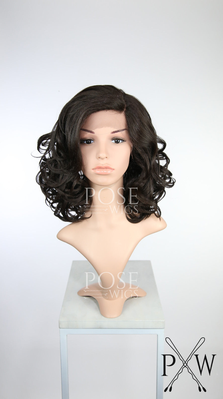 Dark Brown Medium Length Curly Lace Front Wig - Duchess Series LDREA10