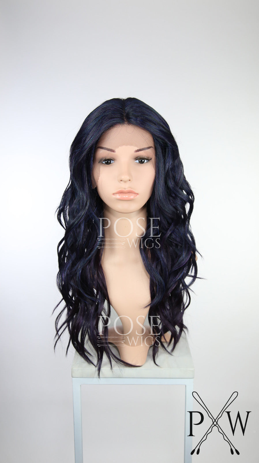 Galaxy Mix Long Curly Lace Front Wig Black Purple Blue Teal - Duchess Series LDORN229