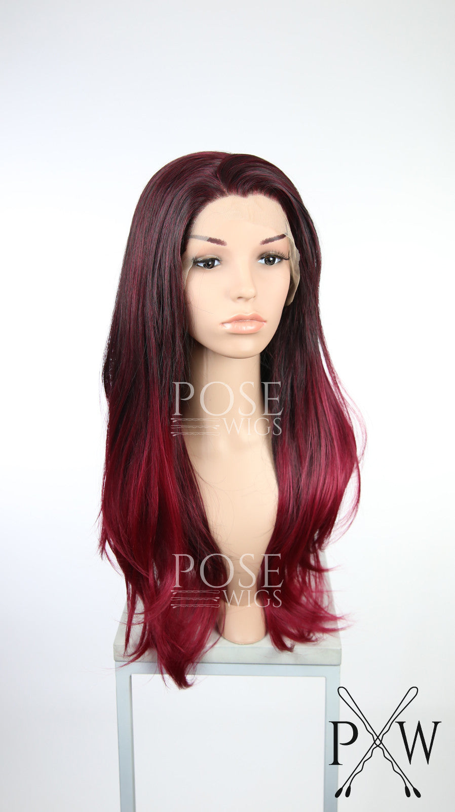 Burgundy Ombre Long Straight Lace Front Wig - Princess Series LP119