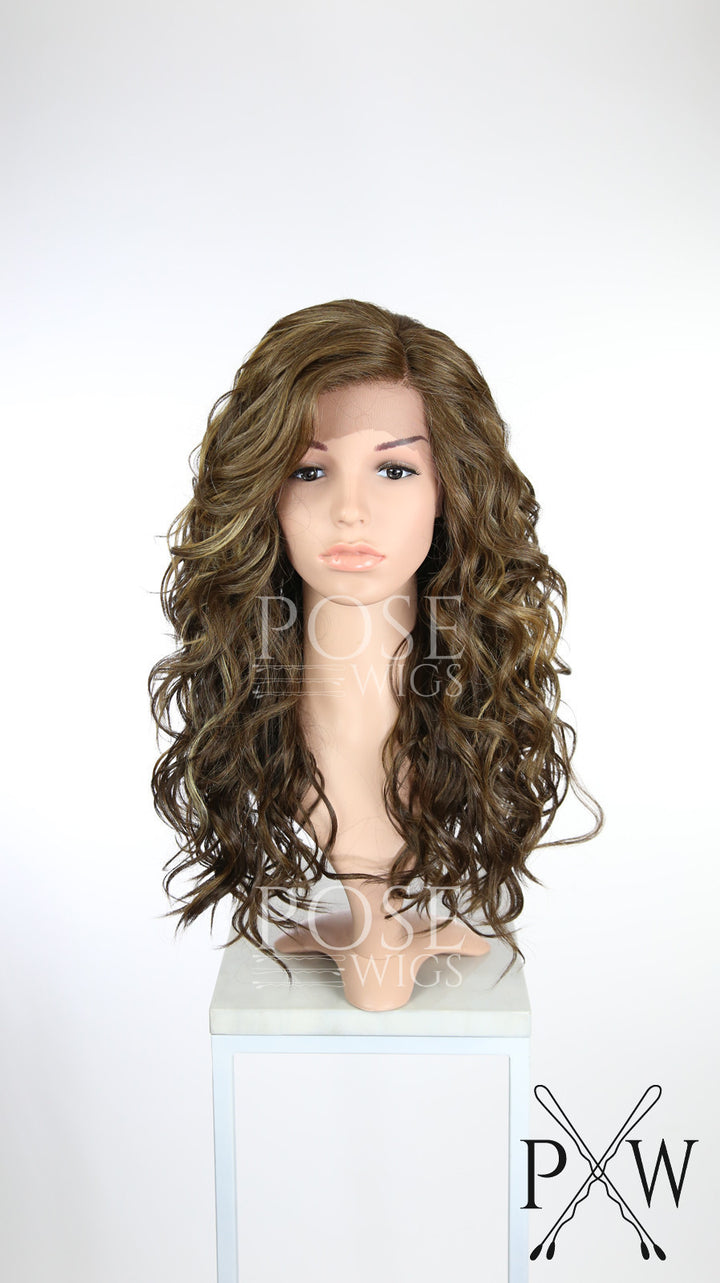 Brown with Highlights Long Curly Lace Front Wig - Duchess Series LDCAL26
