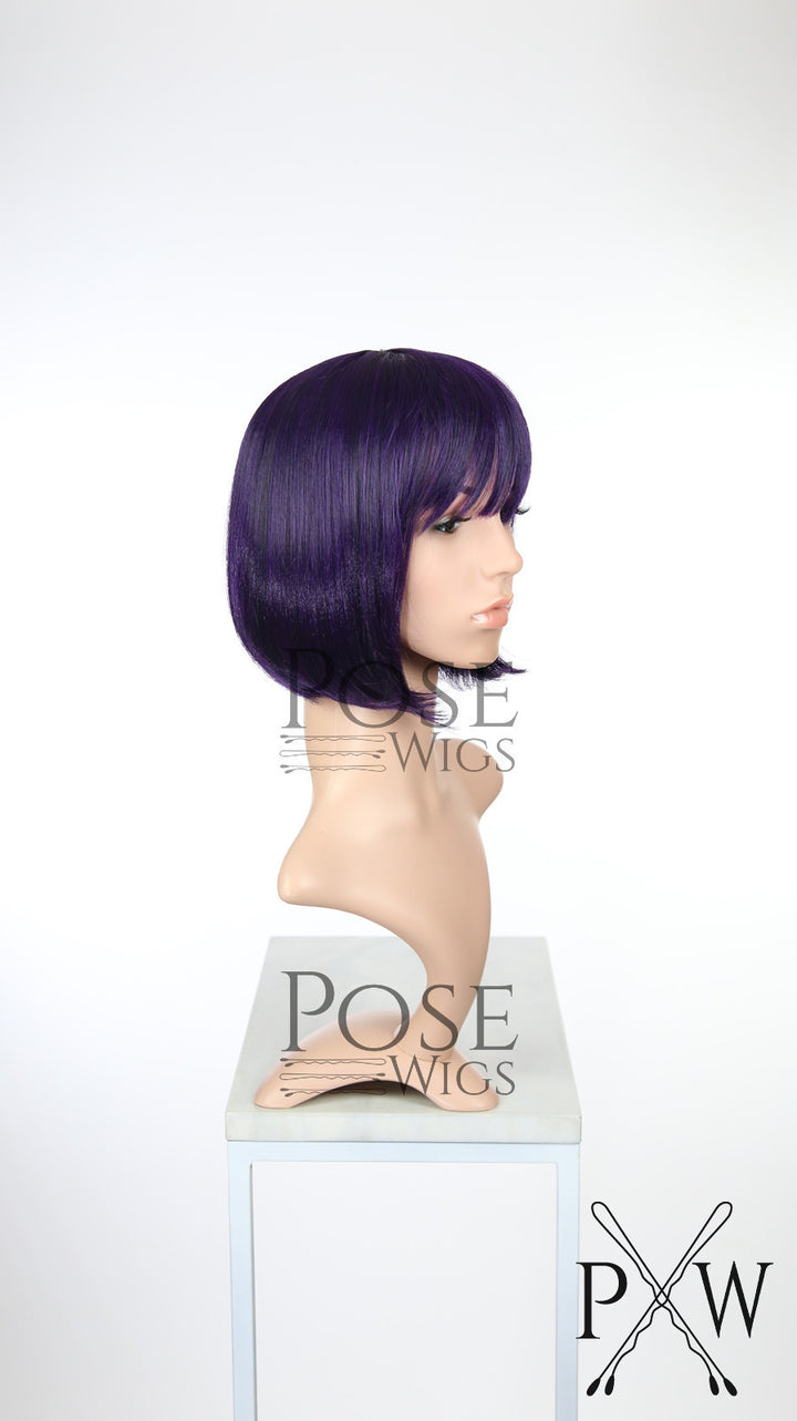 Dark Purple Short Straight Bob with Bangs Fashion Wig HSRAZ189