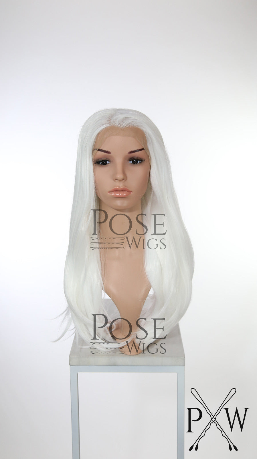 White Long Straight Lace Front Wig - Princess Series LP111