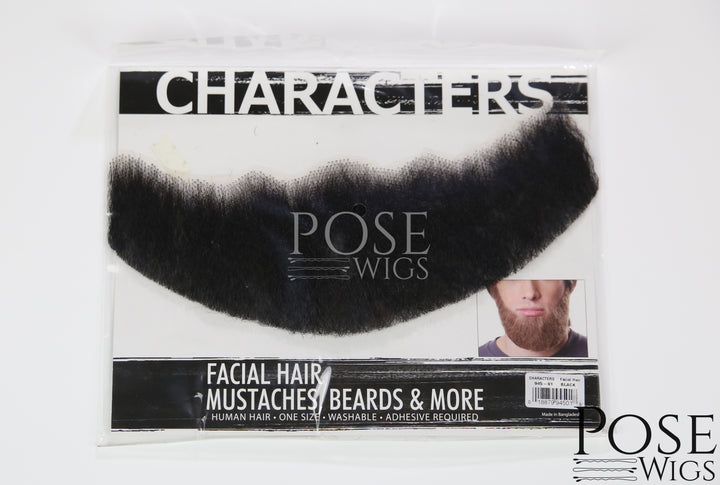 Black Beard 100% Human Hair on Lace Backing BEARD945Black