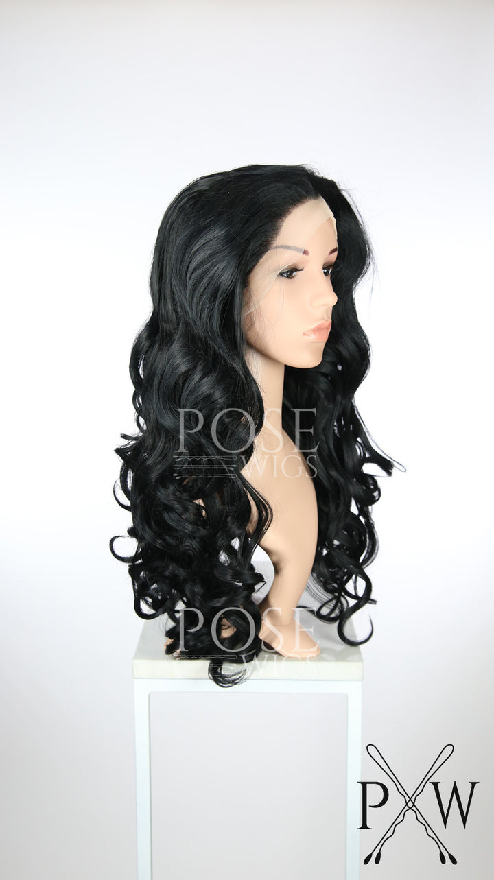 Black Long Curly Lace Front Wig - Princess Series LPKAT1