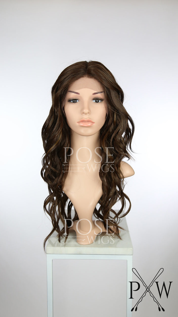 Brown Mix Long Curly Lace Front Wig - Duchess Series LDORN18