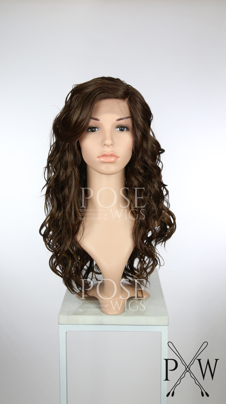 Dark Brown with Highlights Long Curly Lace Front Wig - Duchess Series LDCAL18