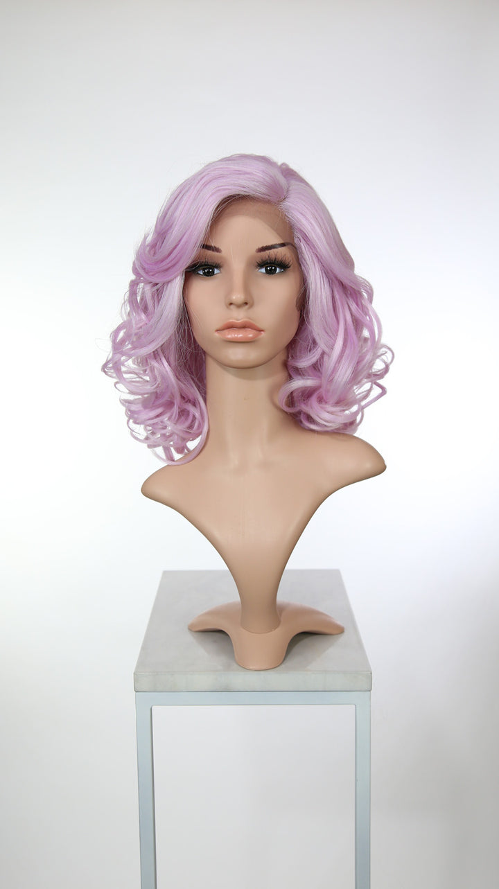 Lilac Purple Medium Length Curly Lace Front Wig - Duchess Series LDREA168