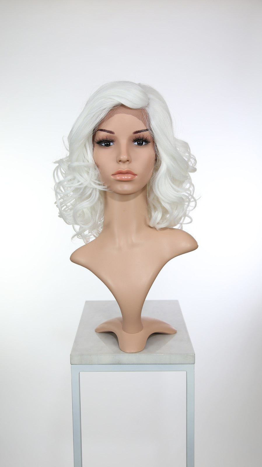 White Medium Length Curly Lace Front Wig - Duchess Series LDREA69