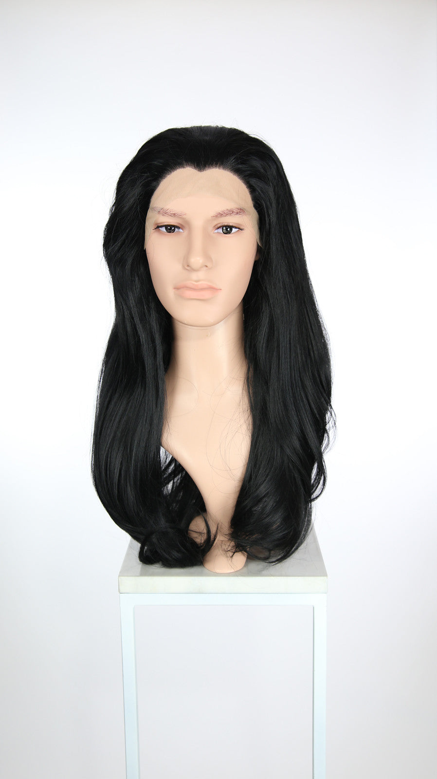 Mens Black Long Straight Lace Front Wig - Princess Series LP162
