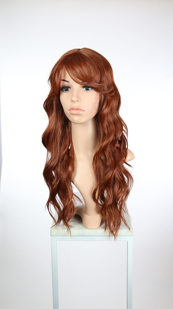 Red Long Curly Hair with Bangs Fashion Wig - Large 23" size - HSFAN52
