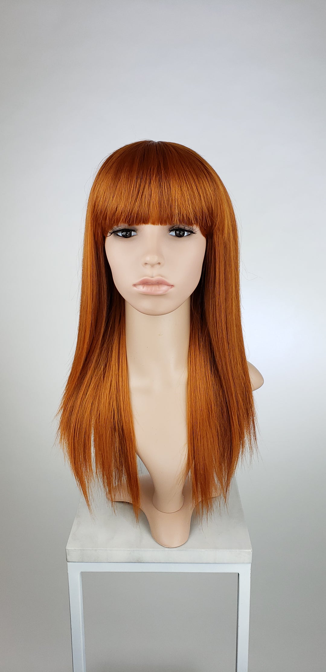 Copper Red Mix Long Straight with Bangs Fashion Wig - HSHAL66